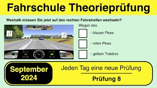 🚘 Führerschein Theorieprüfung Klasse B 🚗 September 2024  Prüfung 8 🎓📚 [upl. by Aenotna]