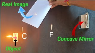 Practical of Image Formation by Concave Mirror  अवतल दर्पण का प्रयोग [upl. by Fanchan298]