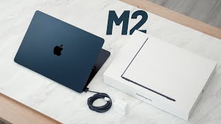 MacBook Air M2 MIDNIGHT Unboxing and Setup  2022 [upl. by Adihsaar]