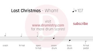 Wham  Last Christmas Drum Score [upl. by Broder]