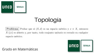 Probando que todo conjunto unitario de un espacio métrico es cerrado  Topología  UNED [upl. by Lednew]