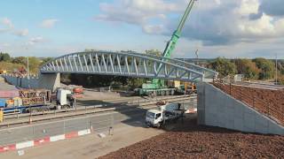 CIVIL ENGINEERING A6 Birstall Footbridge Crane Lift Leicester [upl. by Safire842]