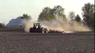 Versatile 575 Tractor pulling a Kuhn Krause Excellerator near Bremen Indiana [upl. by Mailiw]