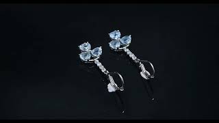 Sky Blue Topaz Heart Dangle Earrings in Rhodium over Sterling Silver 33ctw [upl. by Tuppeny]