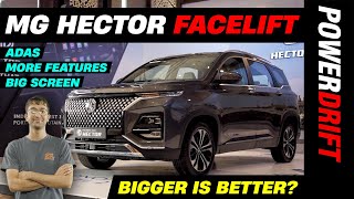 MG Hector Facelift  First Look Review  ADAS Bigger Screen and More  PowerDrift [upl. by Ahsieuqal]