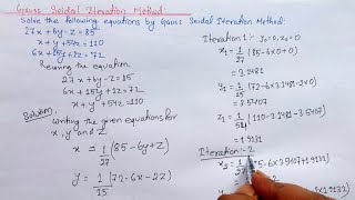 Gauss seidel method  Iterative method [upl. by Amitak]