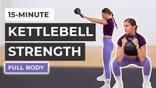 15Minute Beginner Kettlebell Workout All Standing No Repeat [upl. by Nylkcaj]