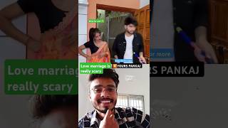 Love marriage is really scary 😂 husbandwifecomedy funny shorts youtubeshorts trend myvideo [upl. by Auqinal674]