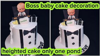 How to make boss baby cake  one pond heighted cake  black and white boss baby cake [upl. by Raynata760]