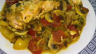 Zalm filet in tomaten groente saus [upl. by Aneres]