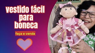 Diy Vestido fácil para boneca façaevenda tutorial roupadeboneca costuracriativa [upl. by Zanahs]