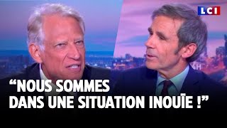 quotNous sommes dans une situation inouïe quot Dominique de Villepin invité de David Pujadas [upl. by Yllitnahc]