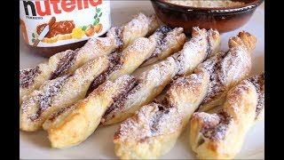 TORCIGLIONI DI PASTA SFOGLIA ALLA NUTELLA  Dolci Facili e Veloci [upl. by Lezned]