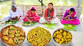 নদীর ভাঙন মাছের তেলঝাল ফুলকপি ডাটার ঘন্ট আর ফুলকপি ভাপা আজ দুপুরের রান্না আর খাওয়া  fish curry [upl. by Leiser298]