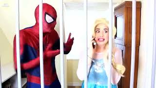 Police and Froze Elsa  Joker Spidergirl Anna and Spiderman Challenges [upl. by Niad858]