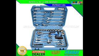 UNBOX TOOLS FLYMAN USA 82PCS 12 DRIVE PROFESSIONAL TOOLS 14 AND 12 SOCKET WITH COMBINATION WRENCH [upl. by Hooke373]