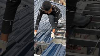 Installation process of ceramic tiles on steel structure roof [upl. by Tjaden354]