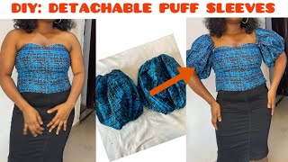 How to make Detachable puff Sleeves  Bustier top with detachable sleeves [upl. by Rodrigo]