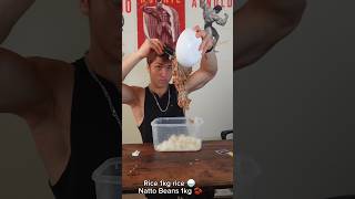 2Kg Natto Rice Bowl 3386 calories 186 g protein bulk bulking gymmemes gymmeme gymbro gymfreak [upl. by Humo]