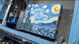 Van Goghs The Starry Night painted by a Robot  Time Lapse Video  cloudpainter 596 [upl. by Ffoeg770]