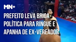 Prefeito leva briga política para ringue de MMA e apanha de exvereador [upl. by Elleinod]