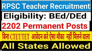 Teacher New Vacancy 2024  Rajasthan RPSC School Lecturer PGT Teacher Recruitment 2024 [upl. by Aihseit463]