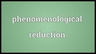 Phenomenological reduction Meaning [upl. by Eesdnyl]