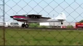 Cessna 195 Taildragger Groundloop at high speed with crosswind [upl. by Anuait]