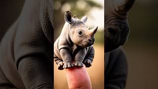 Unbelievable Cuteness A Tiny Baby Rhino Clings to a Fingertip [upl. by Nairoc]