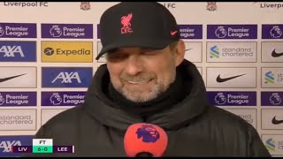 Jurgen Klopp interview after a thumping 60 win against Leeds united  Liverpool vs Leeds Utd [upl. by Gable878]