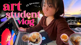 UNI VLOG 🍂 2D animation melbourne hot springs design classes [upl. by Enilegna]