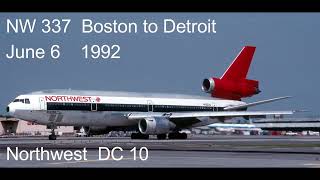 Northwest Airlines 1992 Boston to Detroit DC10 jun 1992 [upl. by Enilecram]