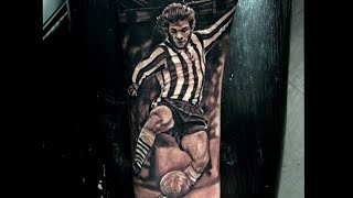 Football Tattoo  Real Time and Time Lapse Soccer Player Realistic Portrait Newcastle United BampG [upl. by Ariel]