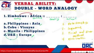 DOUBLE WORD ANALOGY PART 2  CIVIL SERVICE EXAM REVIEW  ENGLISH TOPICS TO REVIEW [upl. by Emanuele645]