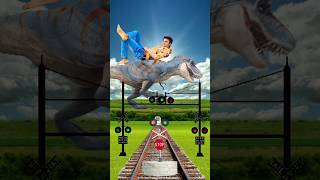 Railway crossings with dainasour walk vfxkhushali animation vfxshorts shortsfeed [upl. by Albion]