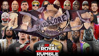 WWE 2K24 ROYAL RUMBLE MATCH FOR THE WWE HARDCORE CHAMPIONSHIP [upl. by Llenram]