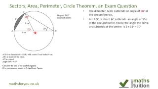 Sector Area perimeter Circle Theorem an iGCSEGCSE Grade10 Exam Question [upl. by La]