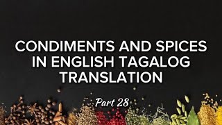 Part 28 Simple English Tagalog Translation  Condiments and Spices 📚 [upl. by Hodess]