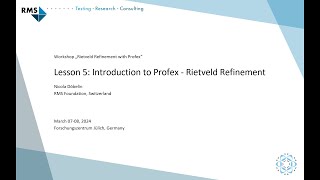 Workshop 2024 Lesson 5 Rietveld refinement with Profex [upl. by Esyla]