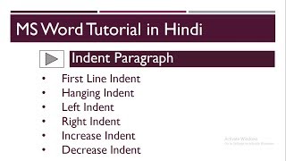 Indent mean  Indent Paragraph in MS Word in Hindi  MS Word 2016  Part80 [upl. by Niletac37]