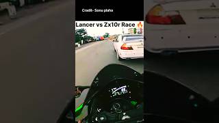 Lancer vs Zx10r Race 🔥 shorts lancer zx10r bikelover ytshorts ytviral [upl. by Ddal860]