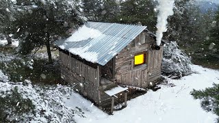 Staying in an abandoned wooden cabin for 36 hours on a snowy day [upl. by Anned]