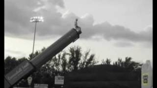 Human cannonball goes over right field wall at Lowell Spinners baseball game [upl. by Kennett]