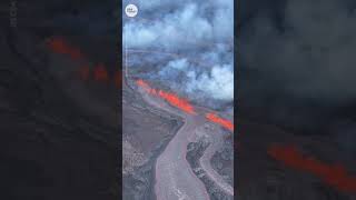 Aerial footage shows Mauna Loa volcano lava flow  USA TODAY Shorts [upl. by Giarla]