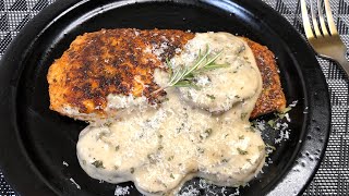 Cajun Blackened Salmon with Savory Rosemary amp Mushroom Cream Sauce [upl. by Mitzi]