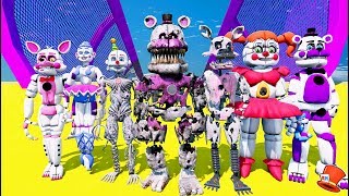 NIGHTMARE SISTER LOCATION ANIMATRONICS STUNT ON BIGGEST 9999 FEET RAMPS GTA 5 Mods FNAF RedHatter [upl. by Othilia39]