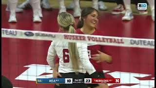 Taylor Landfair Andi Jackson Block Bergen Reilly Dump Kill Nebraska Husker Volleyball 92724 UCLA [upl. by Maurice]