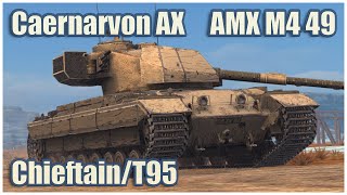 Caernarvon Action X AMX M4 mle 49 amp ChieftainT95 • WoT Blitz Gameplay [upl. by Atiekahs]