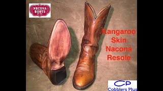 Kangaroo Skin Nocona Western Boots Recrafted with House Leather Full Soles [upl. by Tirma905]