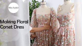 Sewing Magic From Fabric to Fabulous  Making a Stunning Floral Beading Dress with Ease [upl. by Allemap]